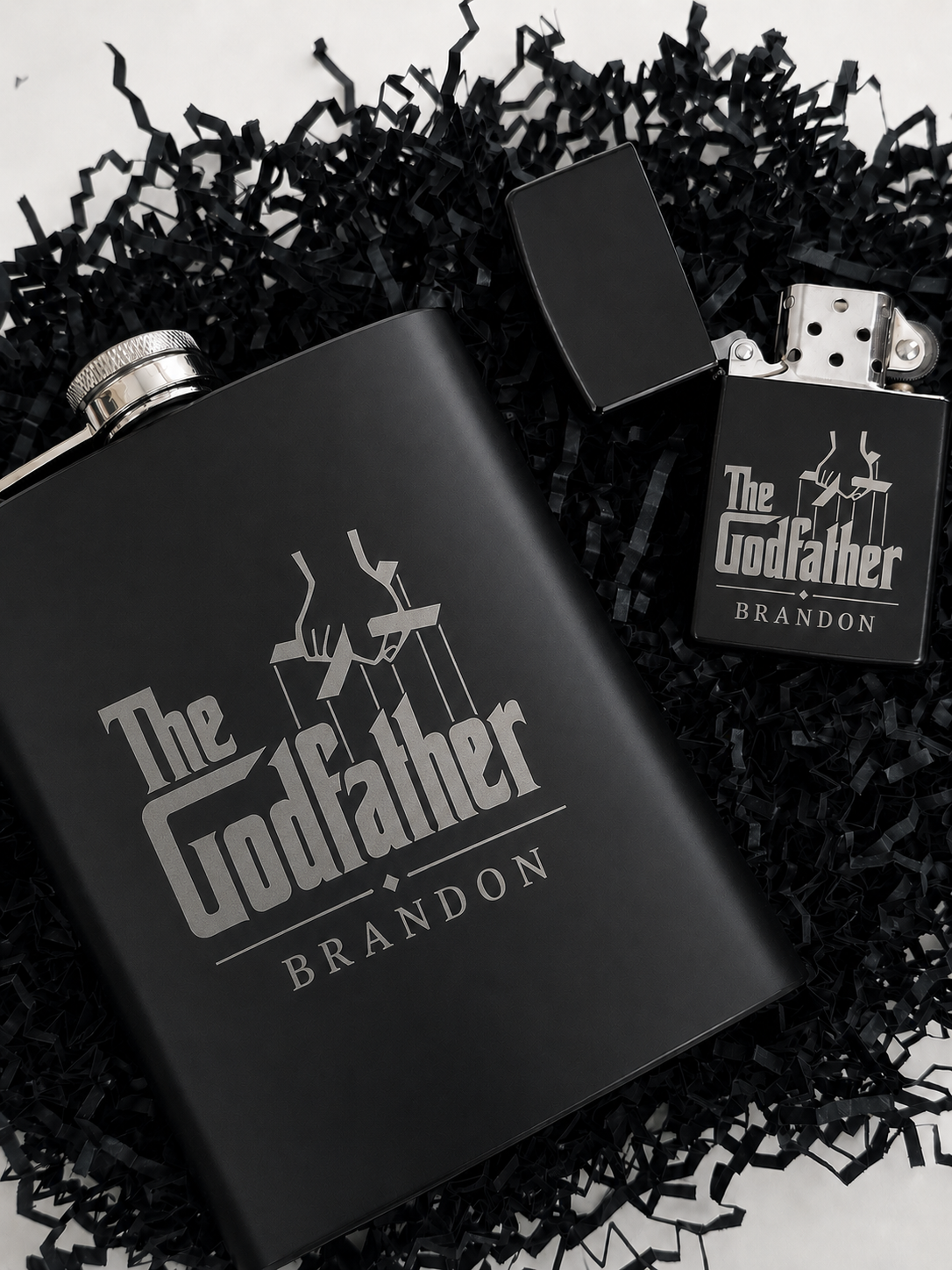 Personalised Hip Flask & Lighter Gift Set - Image 2