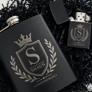 Personalised Hip Flask & Lighter Gift Set