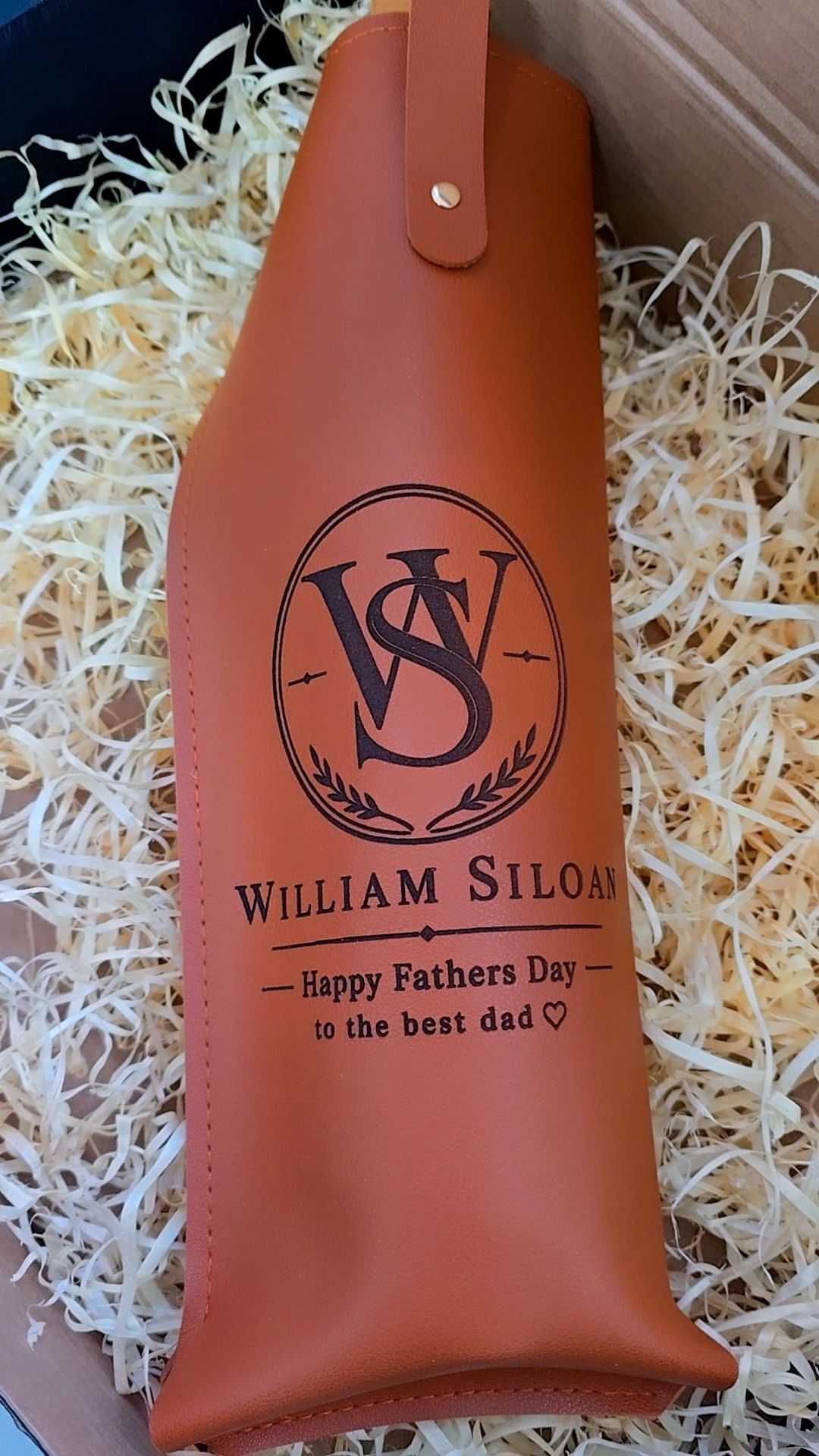 Personalised PU Leather Wine Holder - Image 3